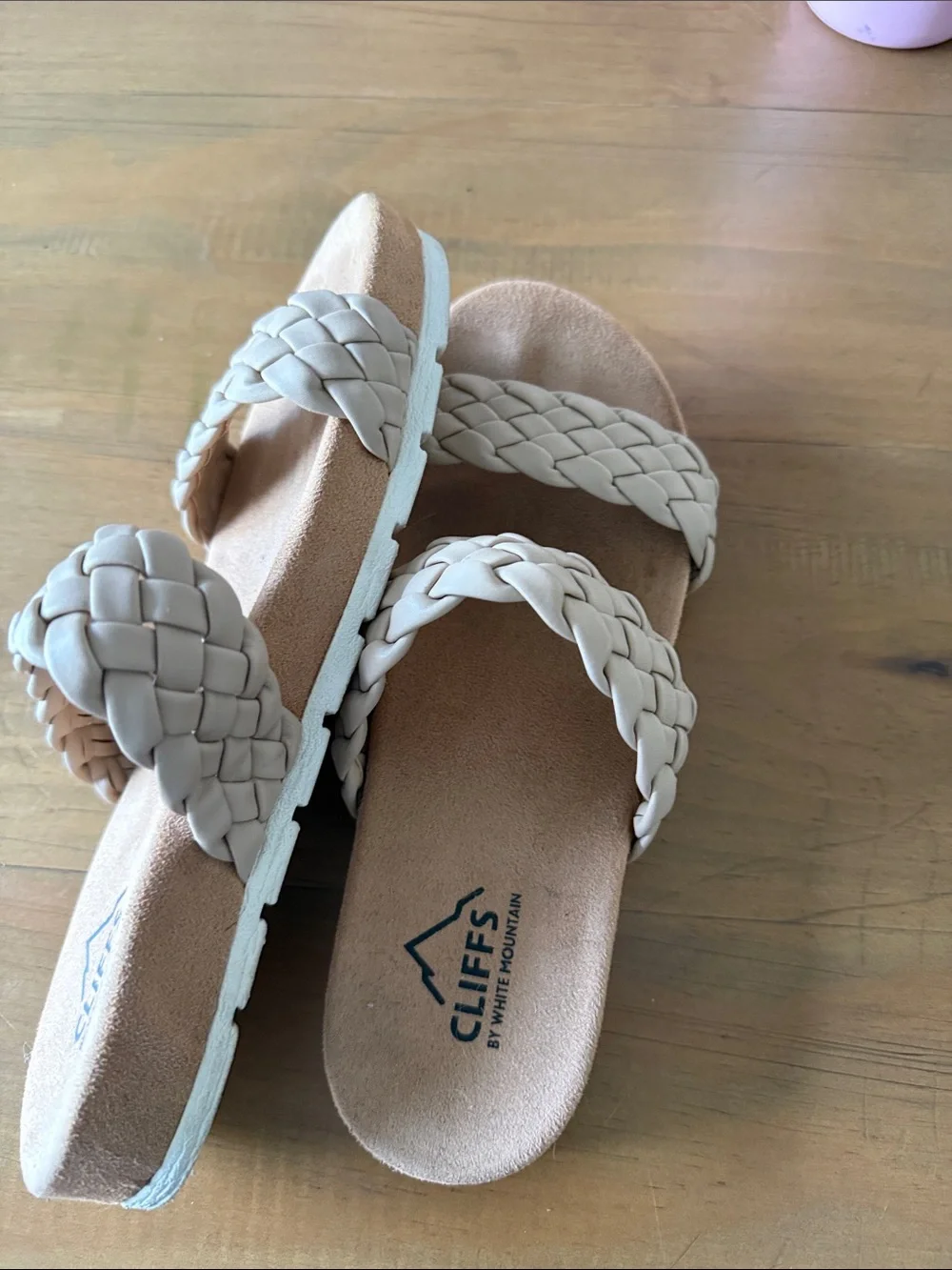 Cliffs by WHITE MOUNTAIN Braided Cream Slide Sandals
